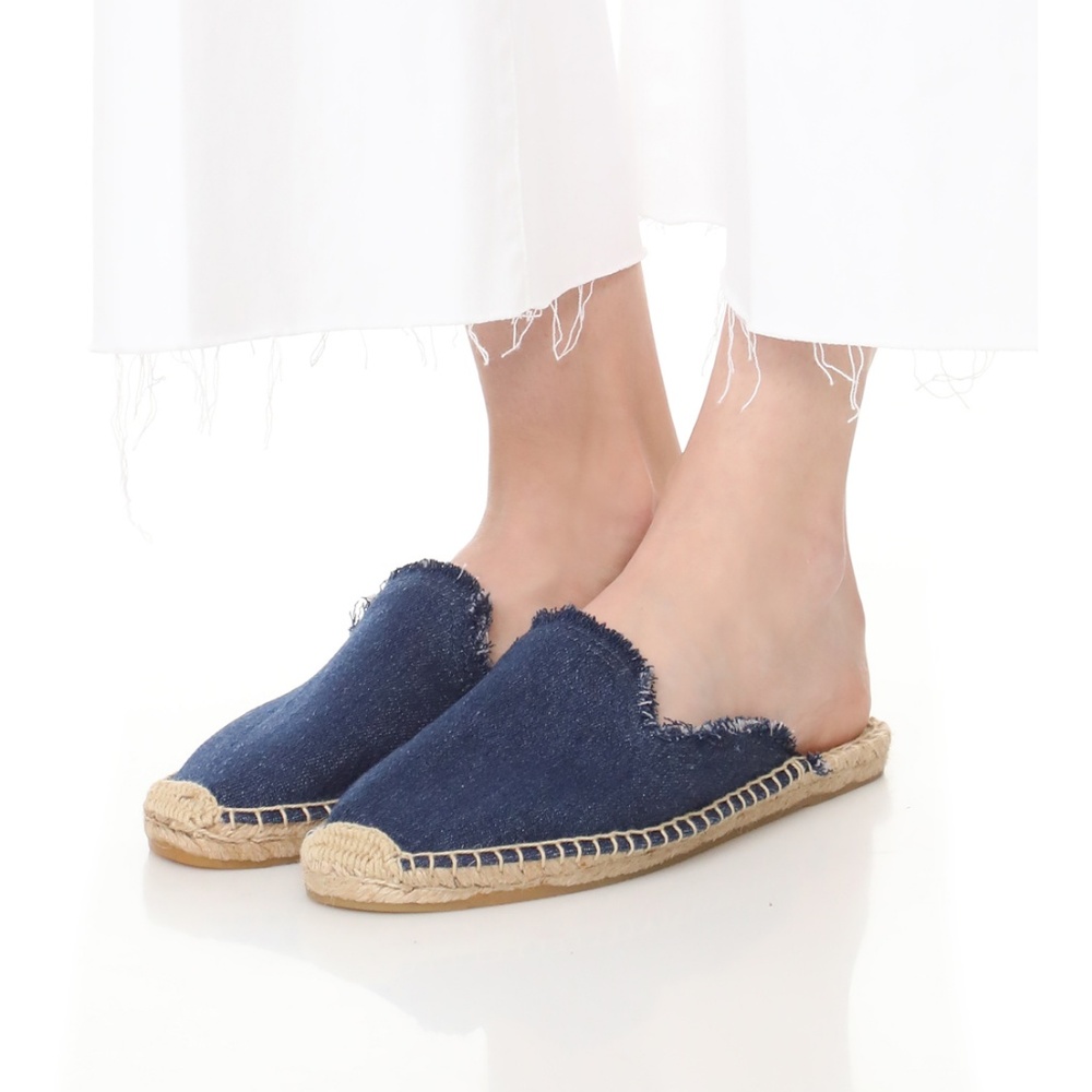 NWOB Soludos Denim Chambray Espadrille Slide Mule